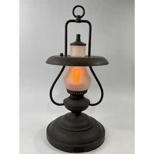 Hampton Bay Table Lamp Rechargeable Batteries  Metal with Frosted Glass 13" Tall